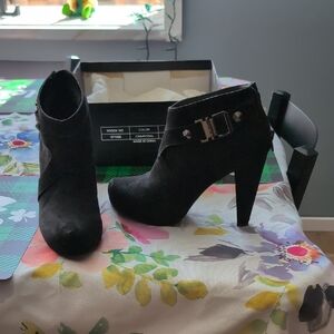 G by Guess Black Heeled Boots with Buckle